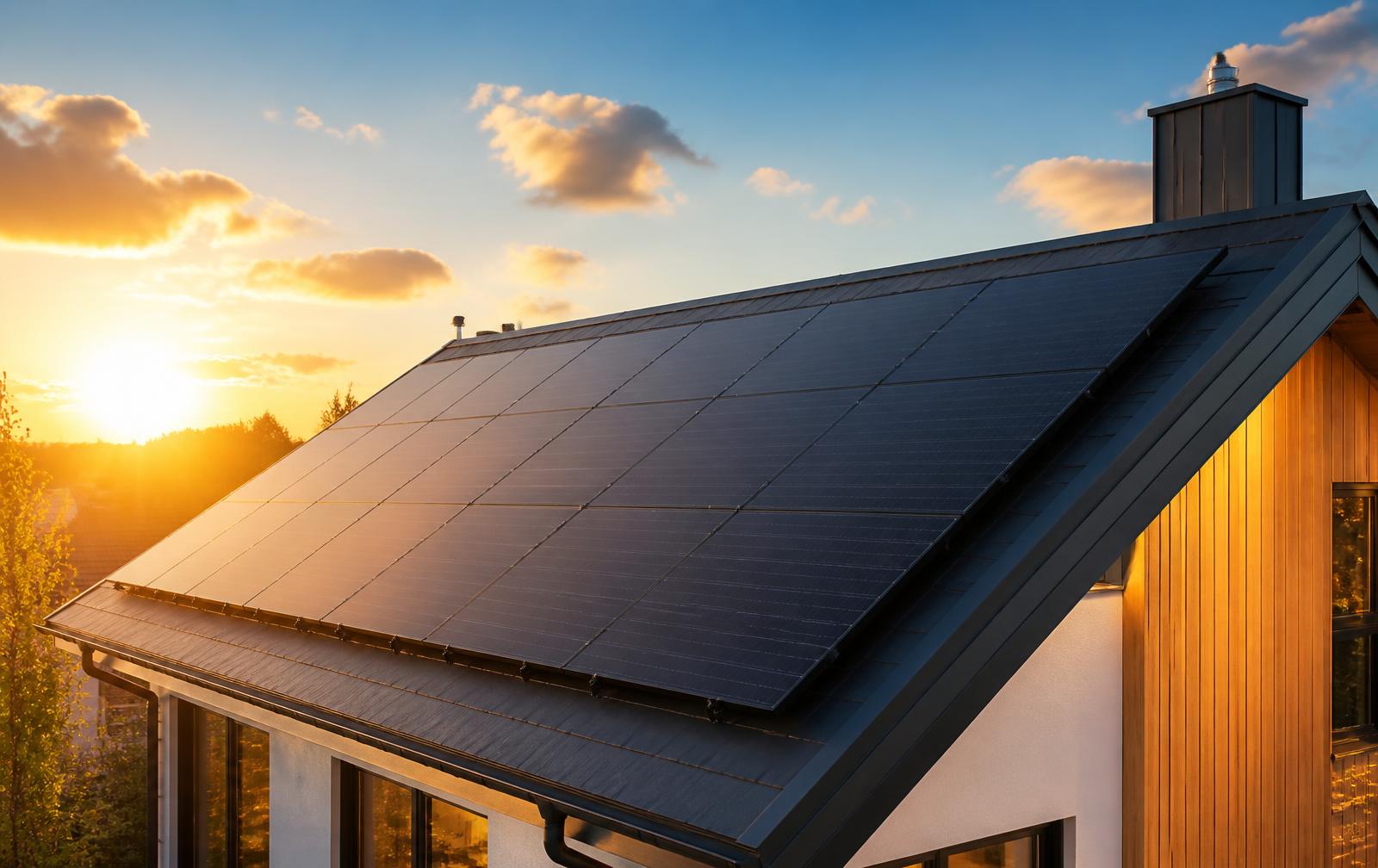 Solar panels on a modern property